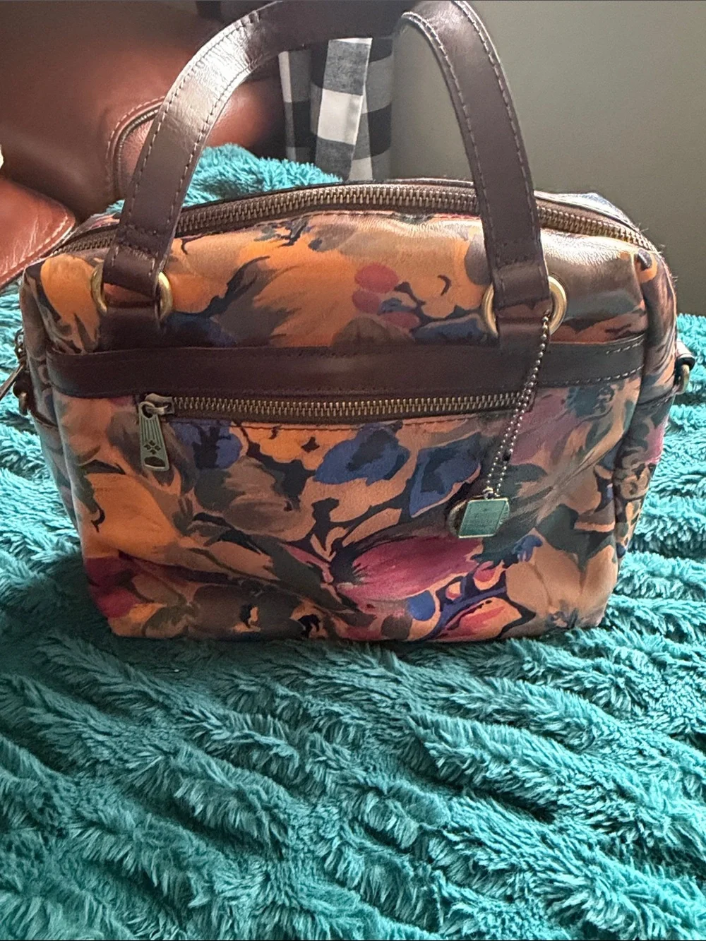 Patricia Nash 15th anniversary Floral Multicolor Tote Bag with Brown Handles